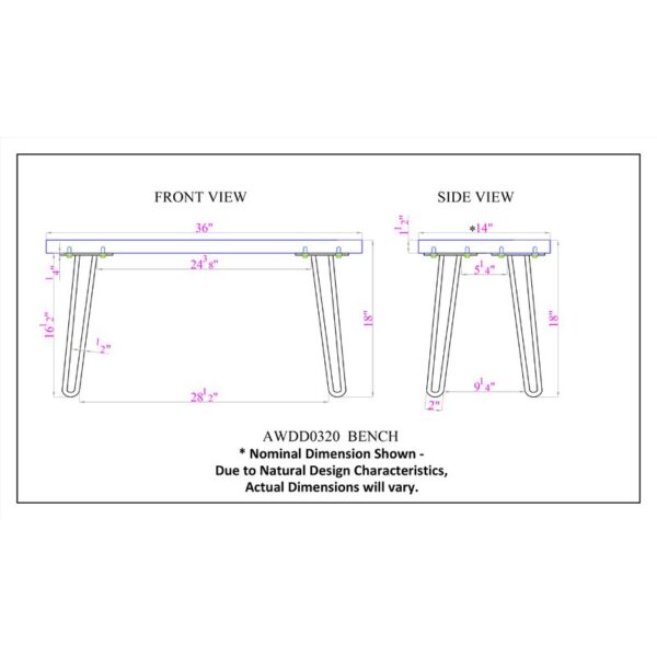 Aaravreddy Wood Bench - Image 6
