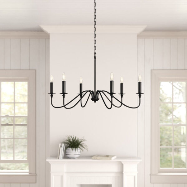 Matte Black Ableton 6 - Light Dimmable Classic / Traditional Chandelier - Image 2