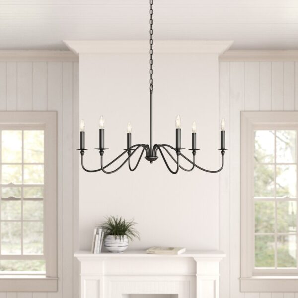 Matte Black Ableton 6 - Light Dimmable Classic / Traditional Chandelier - Image 3
