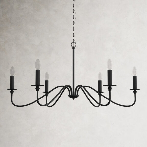 Matte Black Ableton 6 - Light Dimmable Classic / Traditional Chandelier - Image 6