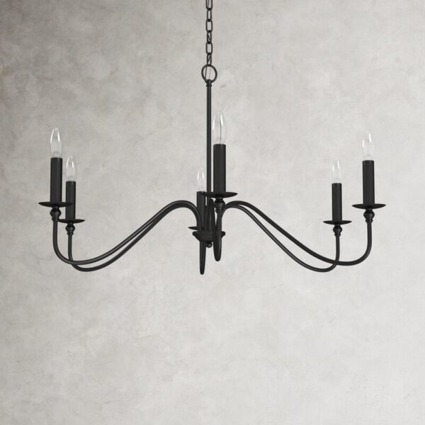 Matte Black Ableton 6 - Light Dimmable Classic / Traditional Chandelier - Image 7