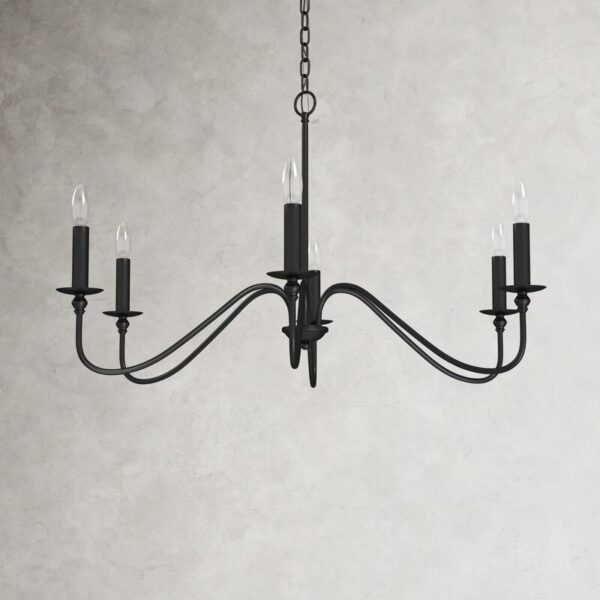 Matte Black Ableton 6 - Light Dimmable Classic / Traditional Chandelier - Image 8