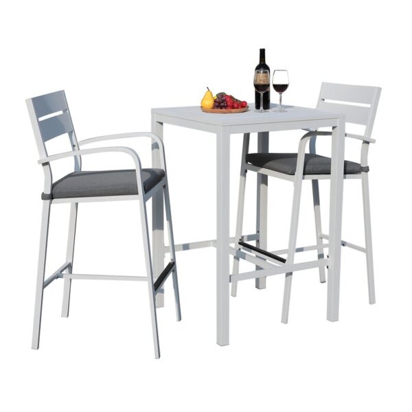 White Amarin Square 2 - Person Outdoor Dining Set - Image 4