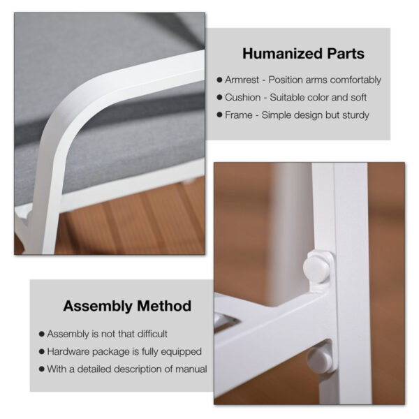 White Amarin Square 2 - Person Outdoor Dining Set - Image 5