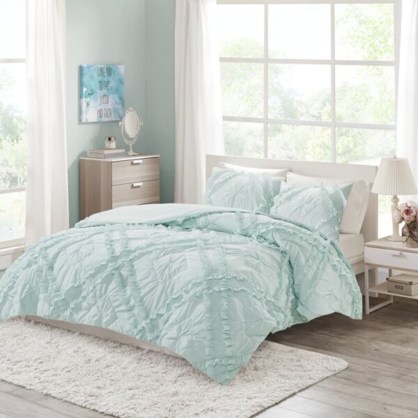 Dahlstrom Solid Quilt Set with Tufted Diamond Ruffles - Image 2