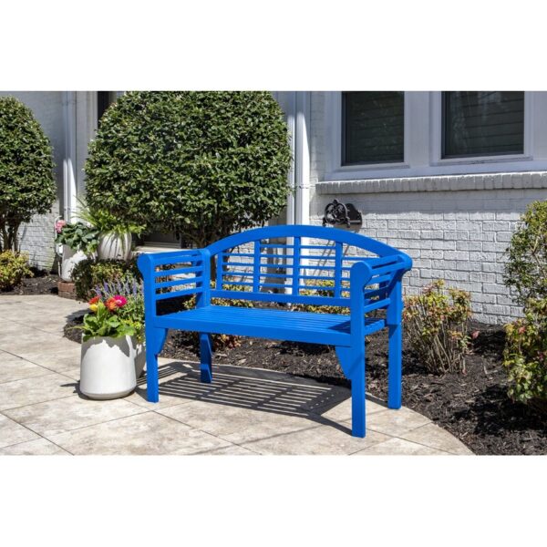 Snorkel Blue Kanari Terra Foldable Wood Outdoor Bench - Image 2