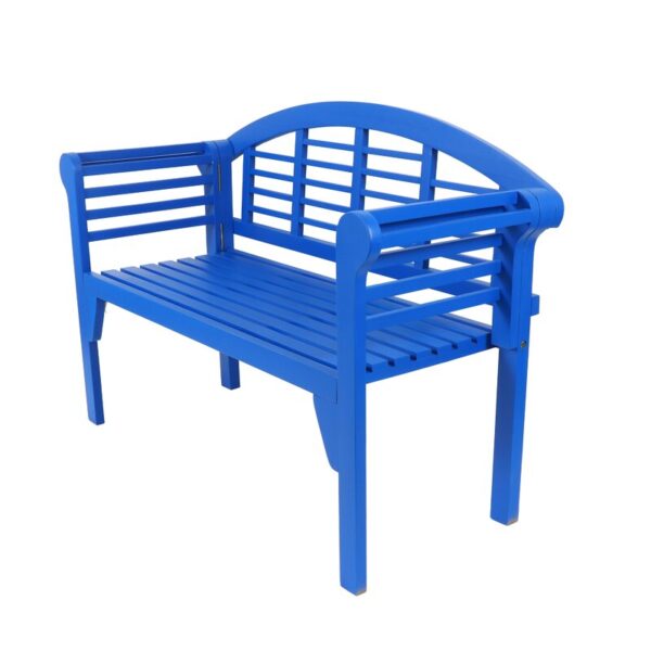 Snorkel Blue Kanari Terra Foldable Wood Outdoor Bench - Image 4