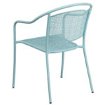 Sky Blue Malbon Indoor-Outdoor Steel Patio Arm Chair with Round Back - Image 5