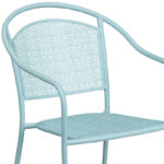 Sky Blue Malbon Indoor-Outdoor Steel Patio Arm Chair with Round Back - Image 7