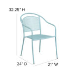 Sky Blue Malbon Indoor-Outdoor Steel Patio Arm Chair with Round Back - Image 8