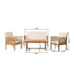 Solid Wood 4 - Person Seating Group with Cushions - Image 8