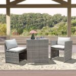 Square 2 - Person Outdoor Dining Set with Cushions - Image 2