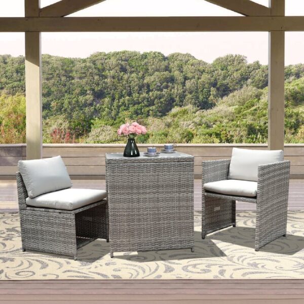 Square 2 - Person Outdoor Dining Set with Cushions - Image 2