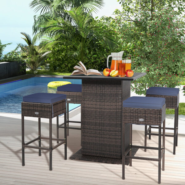 Square 4 - Person Outdoor Dining Set with Cushions - Image 2
