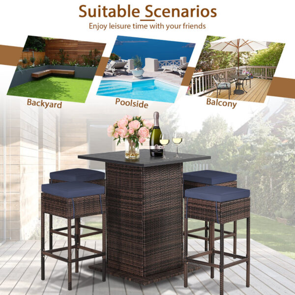 Square 4 - Person Outdoor Dining Set with Cushions - Image 6
