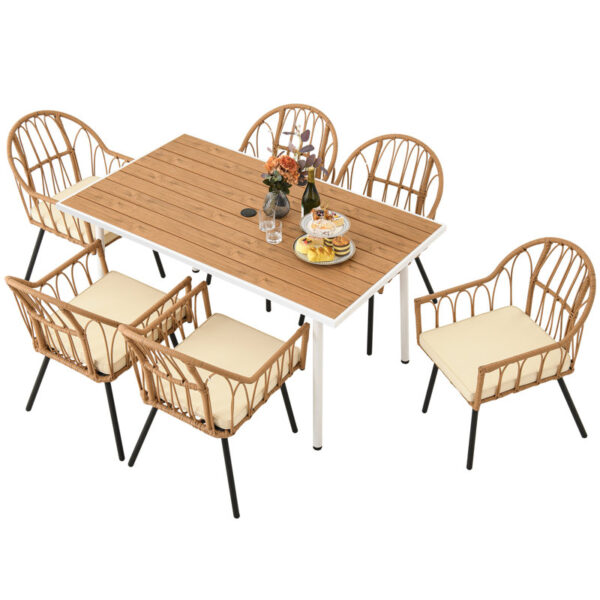 Stromsburg Rectangular 6 - Person Outdoor Dining Set with Cushions - Image 3