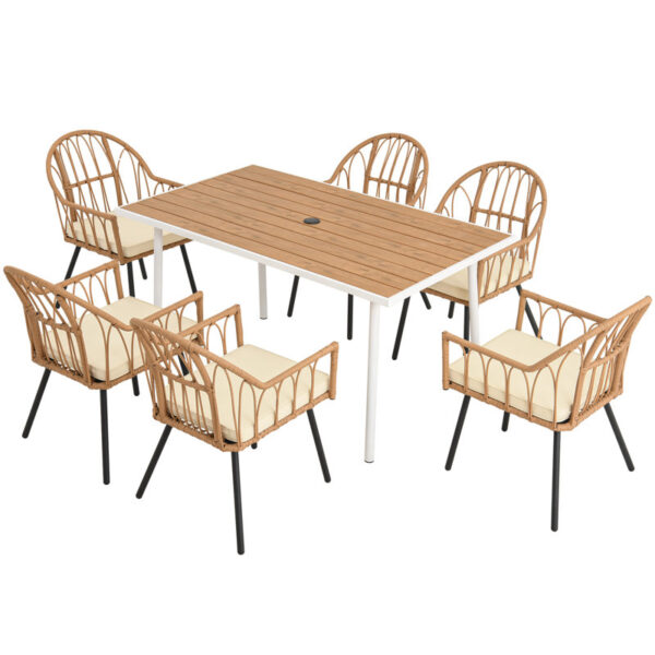 Stromsburg Rectangular 6 - Person Outdoor Dining Set with Cushions - Image 4