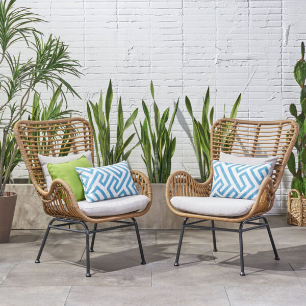 Tapscott Wicker Patio Chair with Cushions (Set of 2) - Image 2