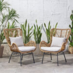 Tapscott Wicker Patio Chair with Cushions (Set of 2)
