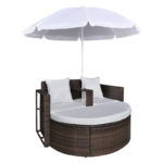 Tawanda Patio Bed with Parasol Poly Rattan Garden Outdoor Day Bed Multi Colors - Image 5