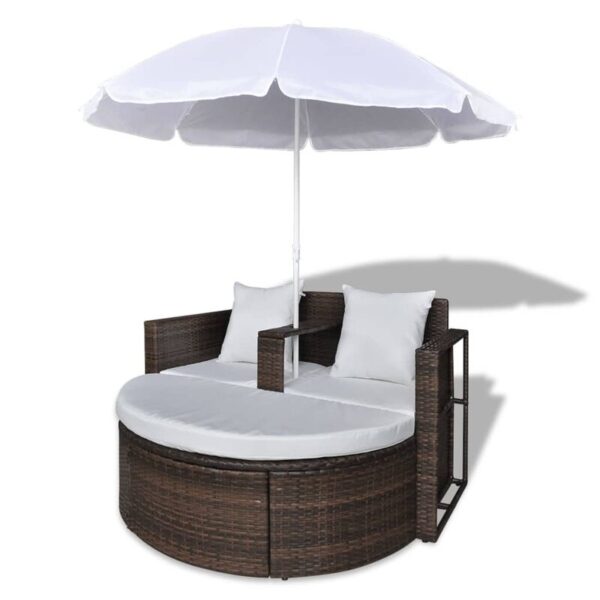 Tawanda Patio Bed with Parasol Poly Rattan Garden Outdoor Day Bed Multi Colors - Image 8