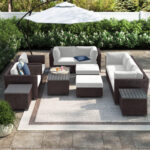 Tegan 12 Piece Sectional Seating Group with Cushions and Optional Sunbrella Performance Fabric