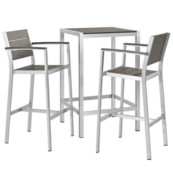 Teonia Outdoor Patio Aluminum 3 Piece Bar Set - Image 2