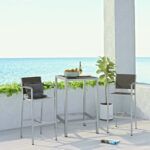 Teonia Outdoor Patio Aluminum 3 Piece Bar Set