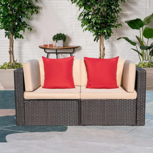 Tifani 58'' Wide Outdoor Wicker Loveseat with Cushions - Image 2