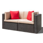 Tifani 58'' Wide Outdoor Wicker Loveseat with Cushions - Image 4