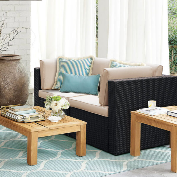 Tifani 58'' Wide Outdoor Wicker Loveseat with Cushions - Image 5