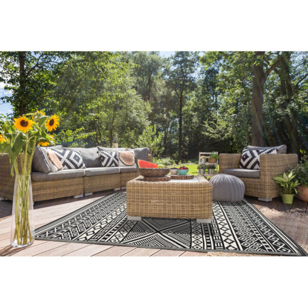 Timmerman Plastic Black / White Indoor/Outdoor Rug - Image 6
