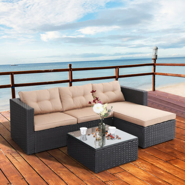 Towser Polyethylene (PE) Wicker 4 - Person Seating Group with Cushions - Image 3