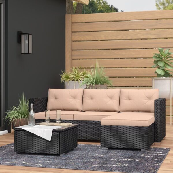Towser Polyethylene (PE) Wicker 4 - Person Seating Group with Cushions - Image 4