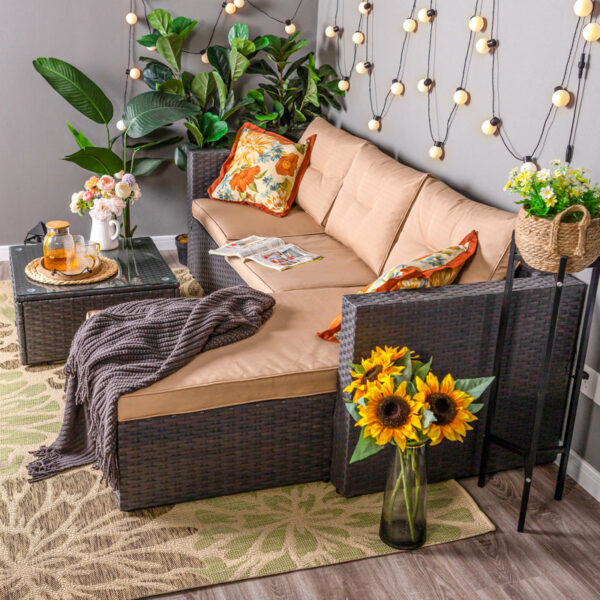 Towser Polyethylene (PE) Wicker 4 - Person Seating Group with Cushions - Image 7