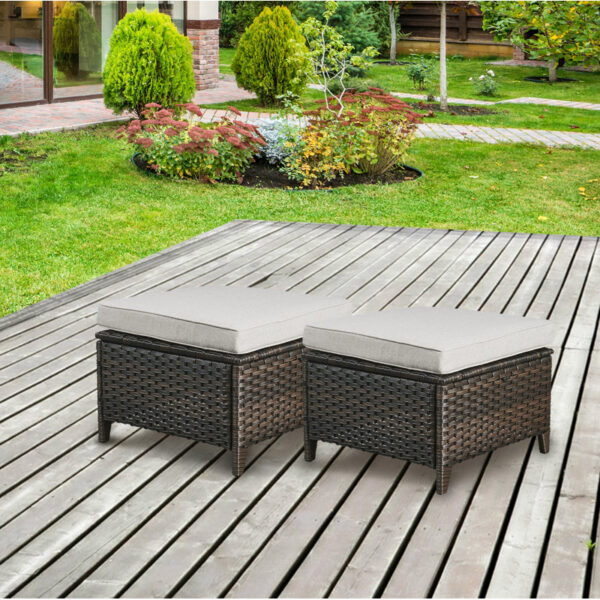 Two-Piece Set Of Multifunctional Outdoor Ottomans With Cushions - Image 2