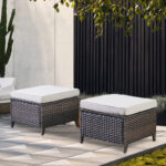 Two-Piece Set Of Multifunctional Outdoor Ottomans With Cushions