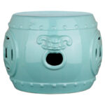 Veer 12'' Tall Ceramic Garden Stool - Image 3