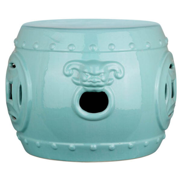 Veer 12'' Tall Ceramic Garden Stool - Image 3