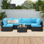 Vehibe Polyethylene (PE) Wicker 6 - Person Seating Group with Cushions