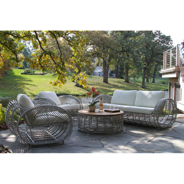 Waldman 80'' Wide Outdoor Wicker Patio Sofa with Sunbrella Cushions - Image 4
