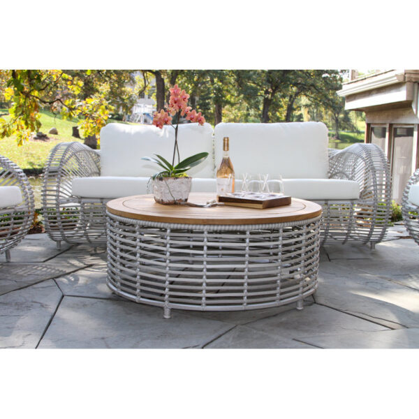 Waldman 80'' Wide Outdoor Wicker Patio Sofa with Sunbrella Cushions - Image 5