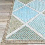 Whittier Flatweave Aqua Blue/ Sand Beige Indoor/Outdoor Rug - Image 2