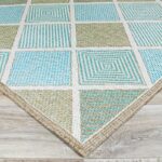 Whittier Flatweave Aqua Blue/ Sand Beige Indoor/Outdoor Rug - Image 3