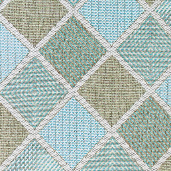 Whittier Flatweave Aqua Blue/ Sand Beige Indoor/Outdoor Rug - Image 5
