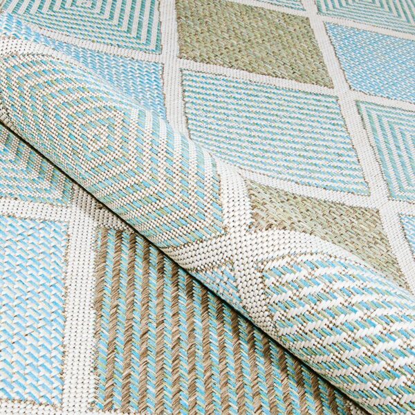 Whittier Flatweave Aqua Blue/ Sand Beige Indoor/Outdoor Rug - Image 6
