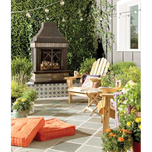 Whittier Flatweave Aqua Blue/ Sand Beige Indoor/Outdoor Rug - Image 7