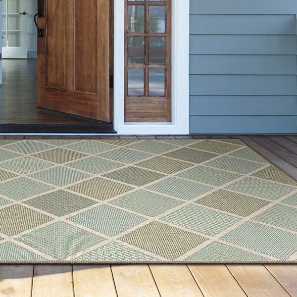 Whittier Flatweave Aqua Blue/ Sand Beige Indoor/Outdoor Rug - Image 8