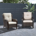 Wicker rattan outdoor chairs (Set of 2)