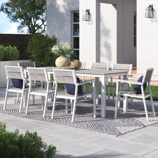 Windsor Rectangular 8 - Person Outdoor Dining Set with Cushions - Image 2